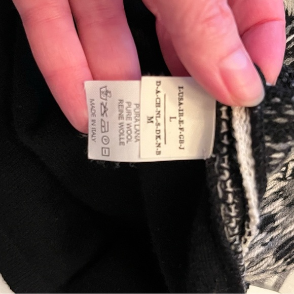 Rivamonti 100% Wool Fair Isle Vest Black White Full Zip Italy Woman’s Size Large - Picture 5 of 7